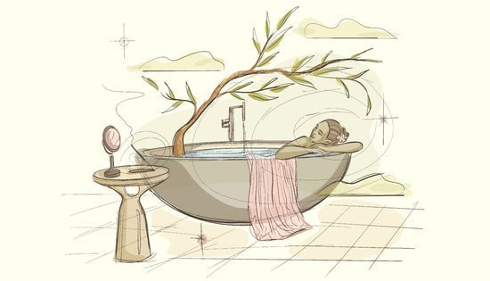 Illustration of lady in bath relaxing